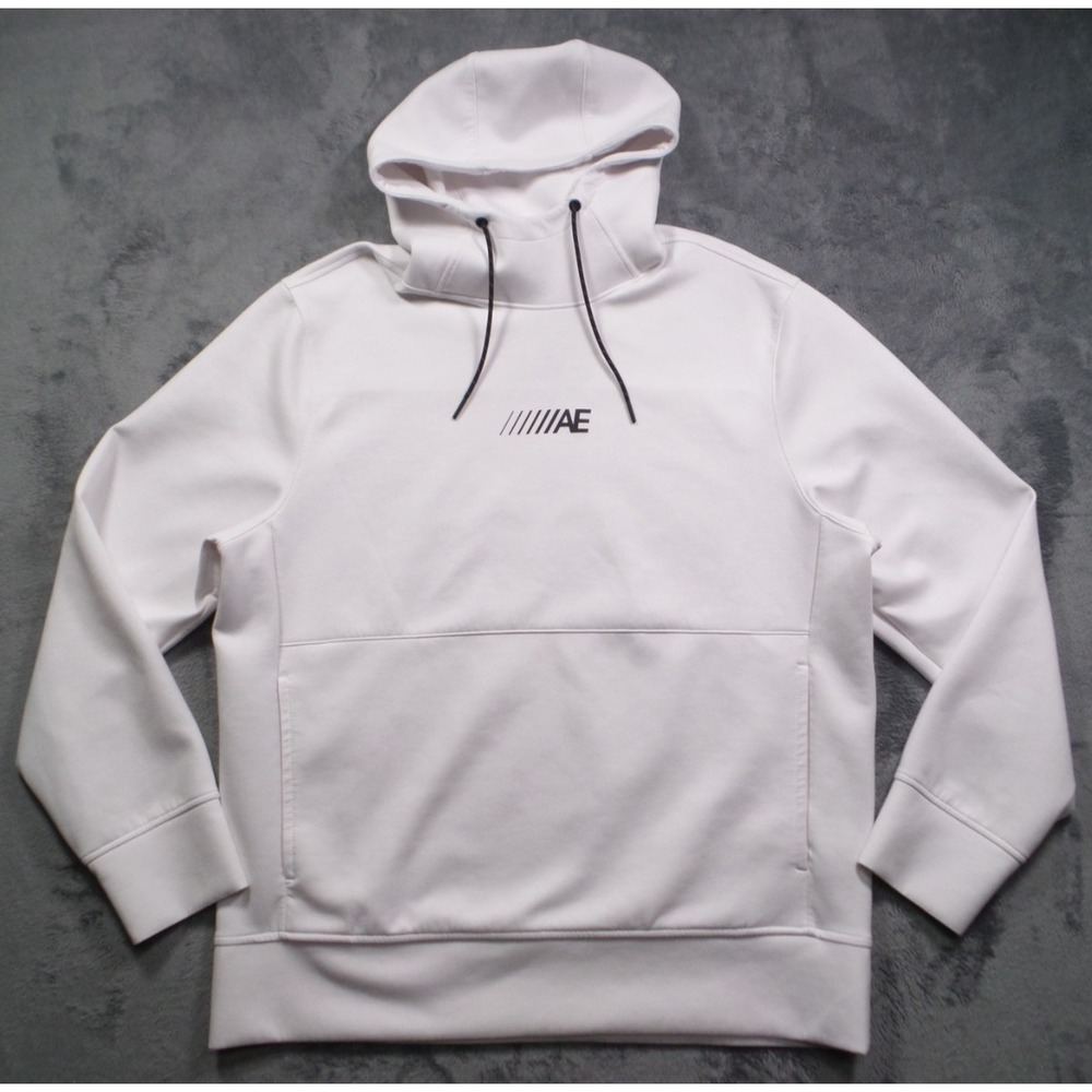 American Eagle Sweatshirt Mens Size XL White Hooded Pullover Pocket‎ Stretch